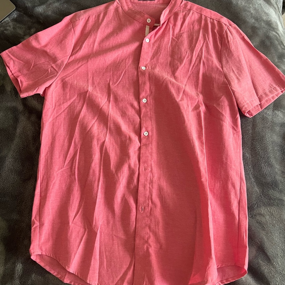 Shein pink button up shirt